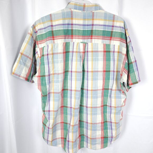 VTG Chaps Ralph Lauren Mens XL Plaid Short Sleeve Cotton Button Down Shirt - Picture 3 of 6